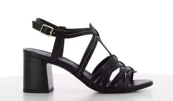 Black Heel Braided Leather Sandals, , large image number 1