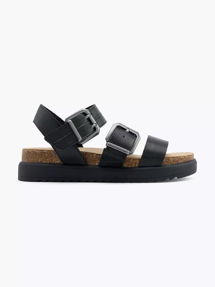 Black Buckle Details Sandals, , medium