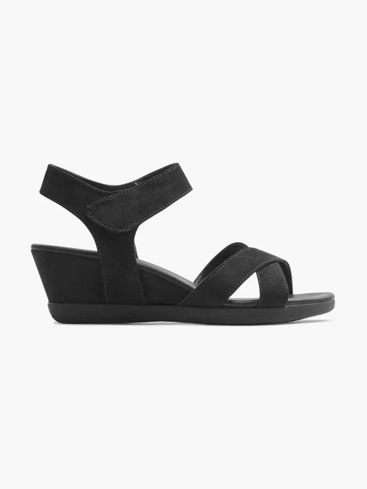Black Platform Velcro Closing Sandals, , large image number 0
