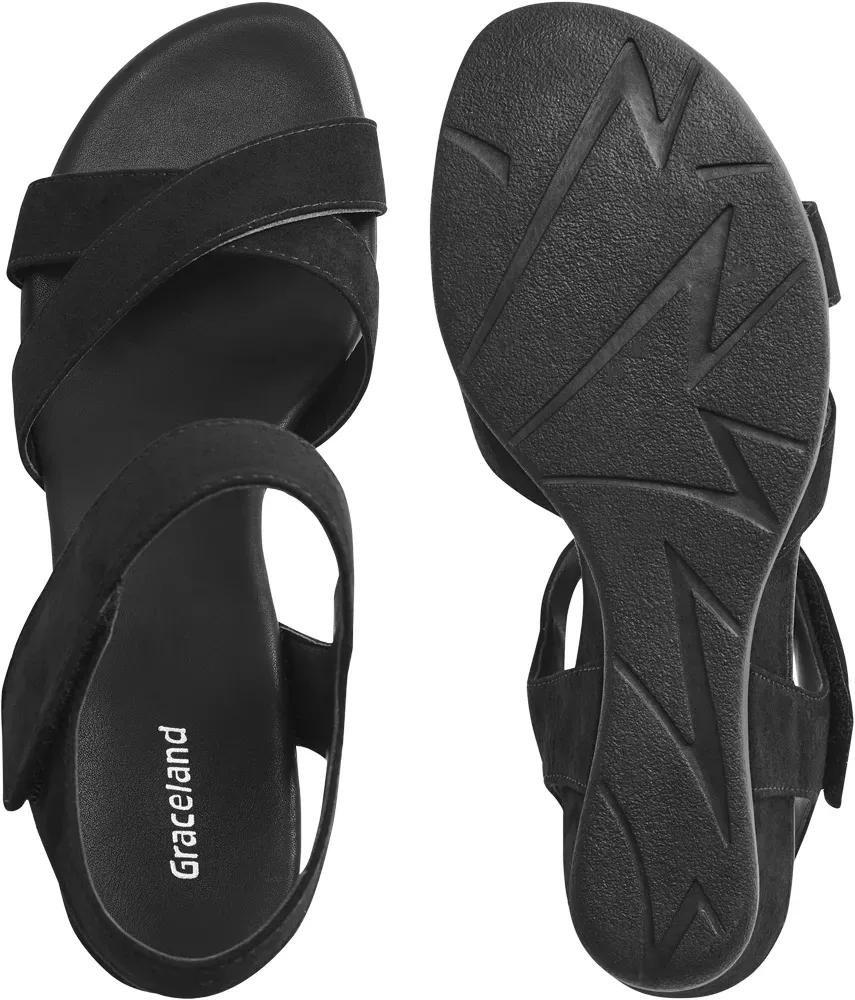 Black Platform Velcro Closing Sandals, , large image number 4