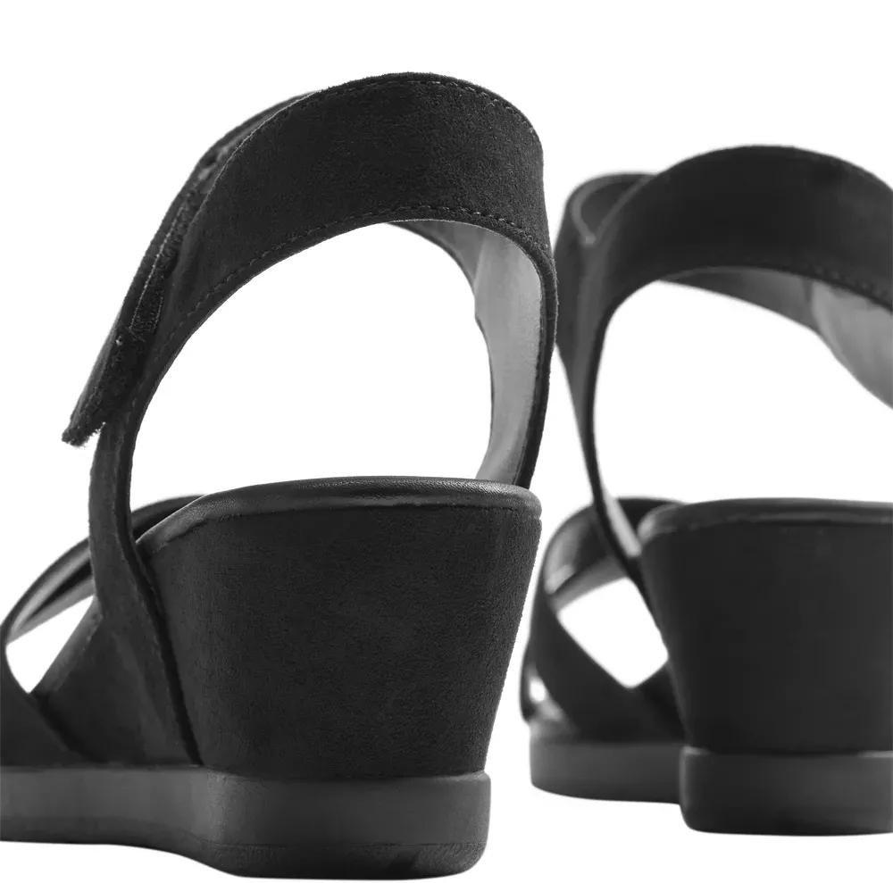 Black Platform Velcro Closing Sandals, , large image number 5