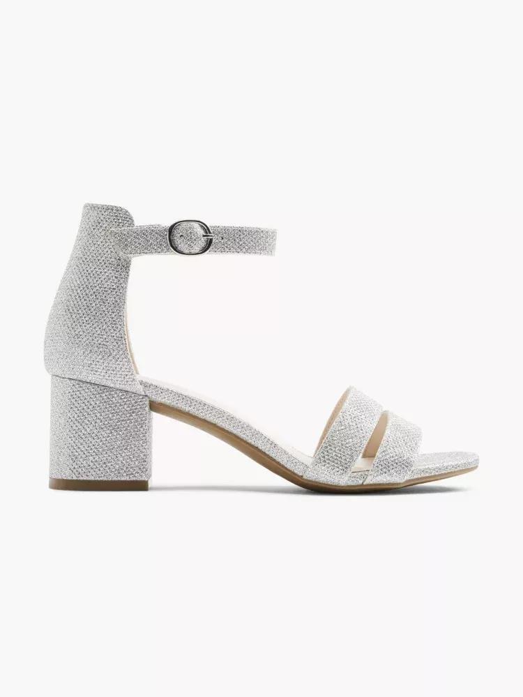 Grey Ankle Strap Block Heels, , large image number 0