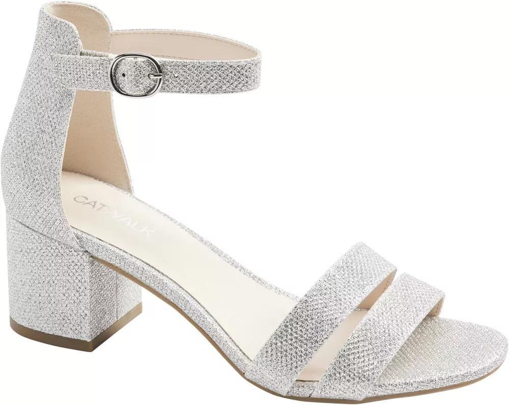 Grey Ankle Strap Block Heels, , large image number 1