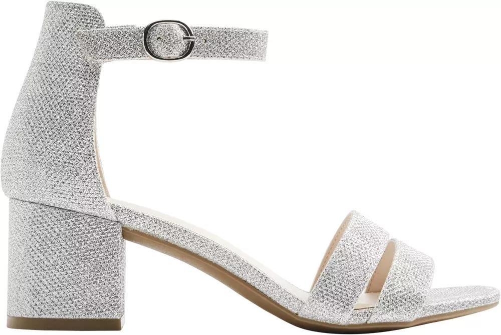Grey Ankle Strap Block Heels, , large image number 2