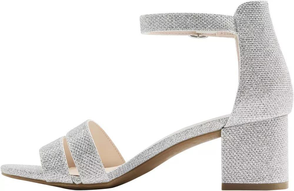 Grey Ankle Strap Block Heels, , large image number 3