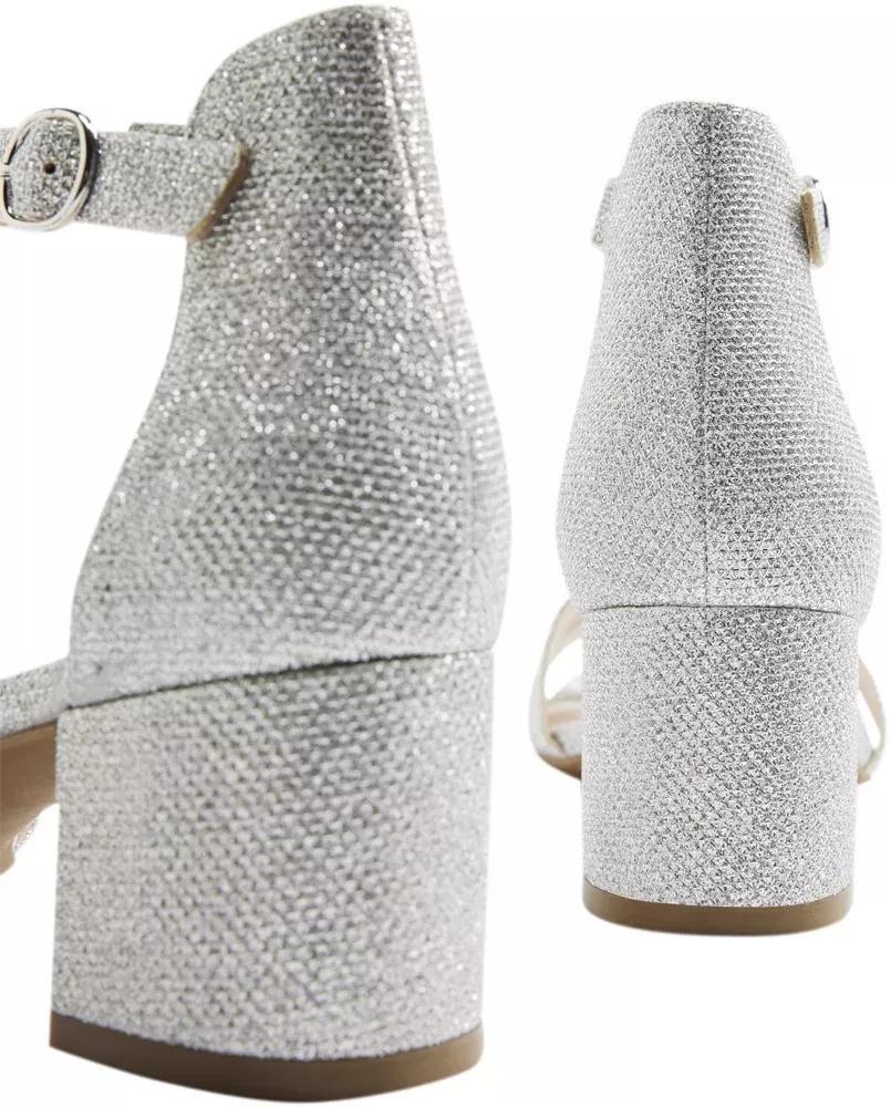 Grey Ankle Strap Block Heels, , large image number 5