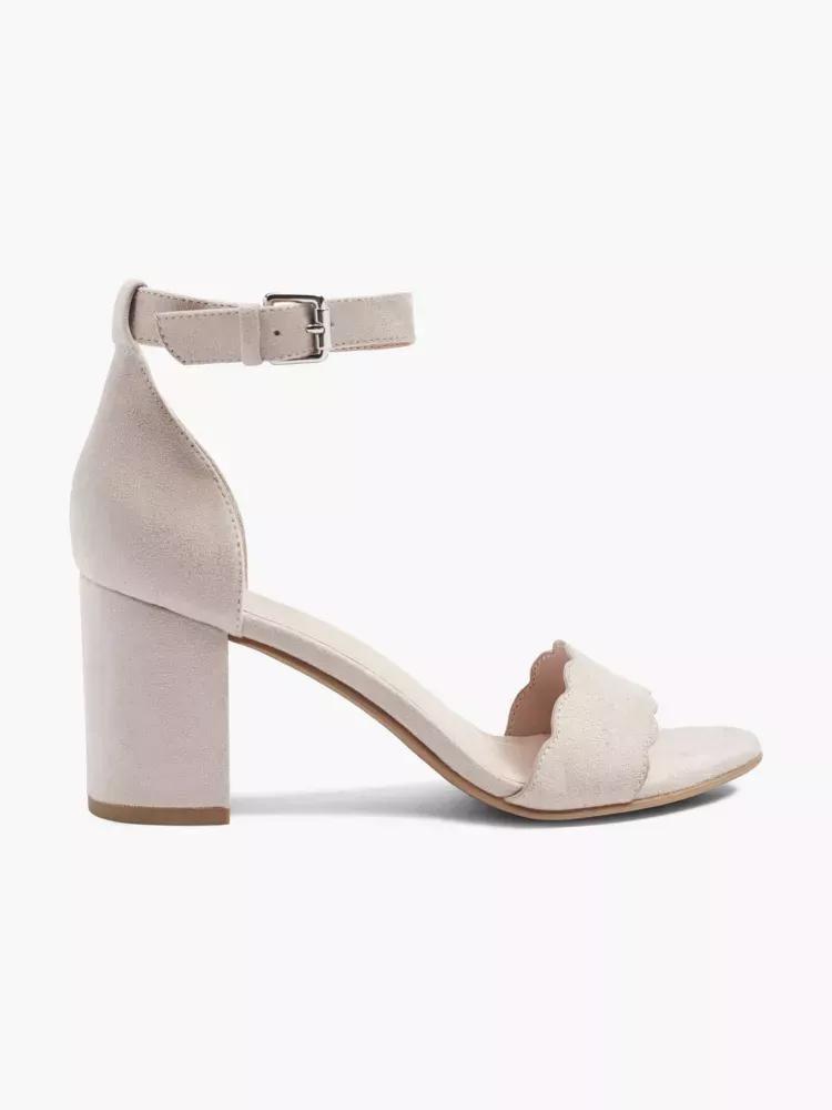 Beige Ankle Strap Block Heels, , large image number 0