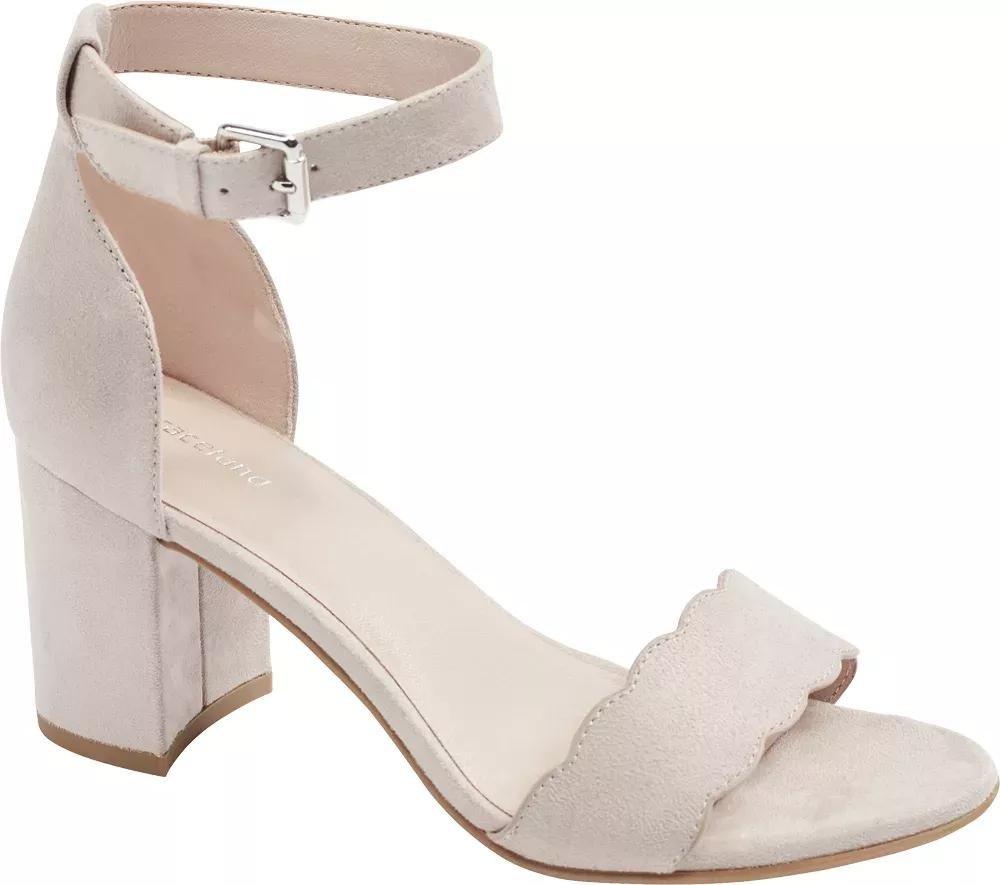 Beige Ankle Strap Block Heels, , large image number 1