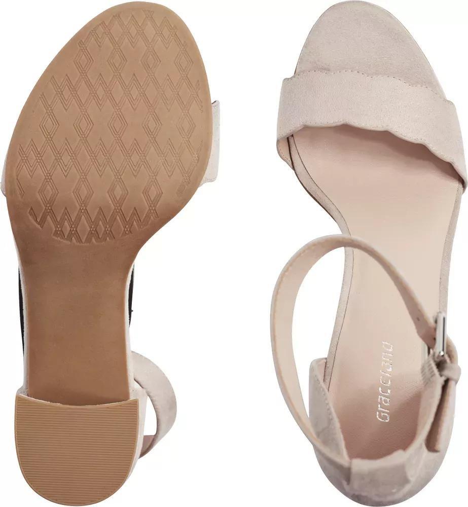 Beige Ankle Strap Block Heels, , large image number 4