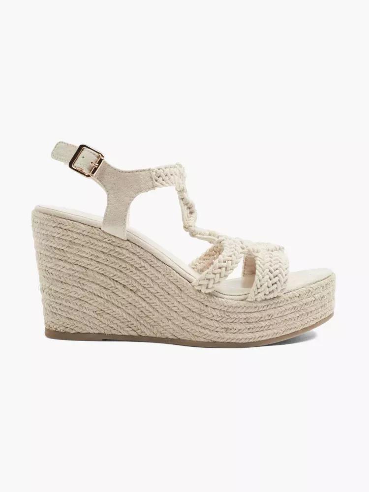 Beige Summer Wedge Sandal, No Color, large image number 0