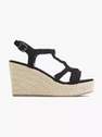 Graceland - Black Wedge Sandals With Knitted Details