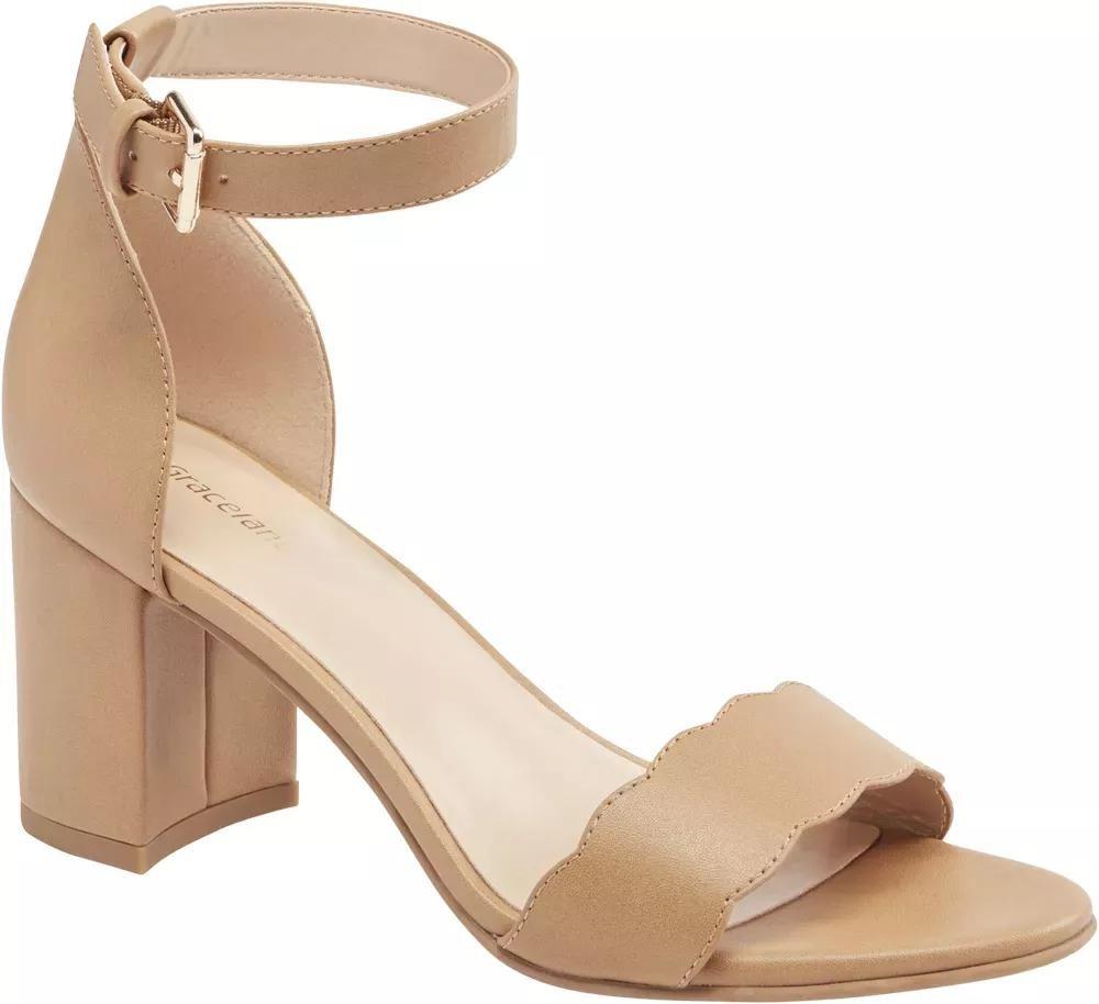 Brown Open Toe Block Heels, , large image number 1
