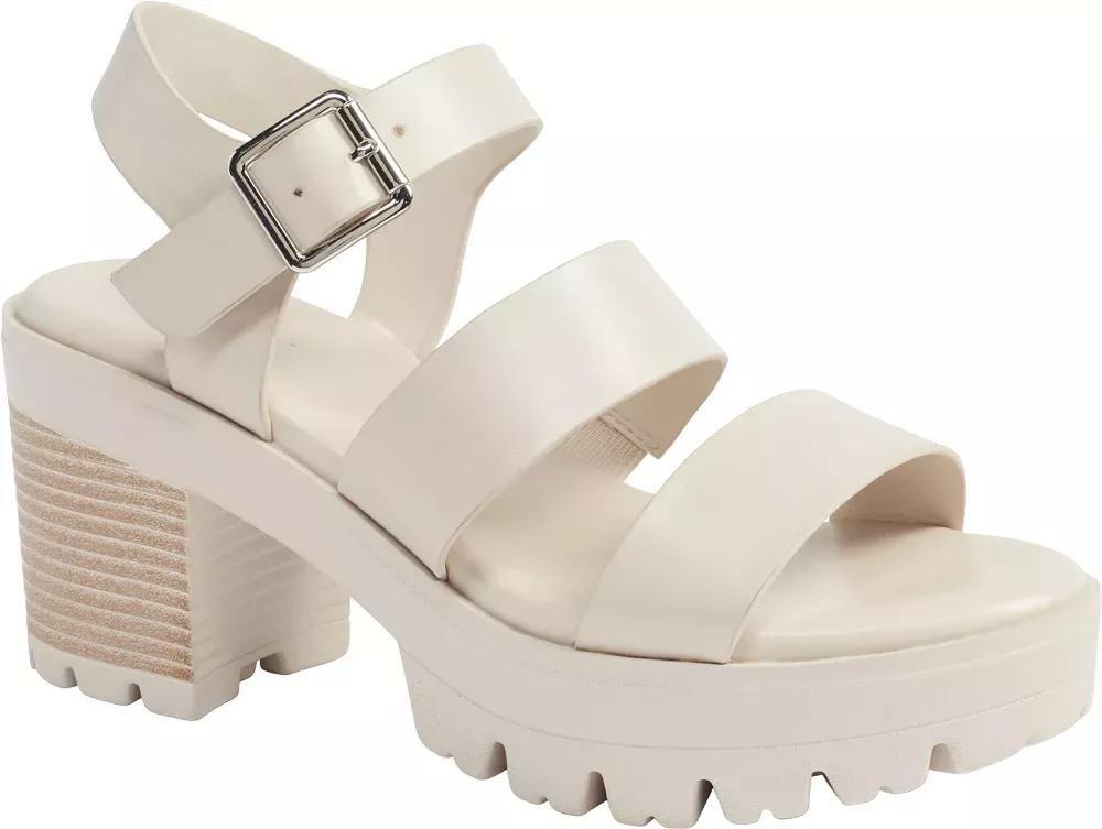 Beige Chunky Block Heels, , large image number 1