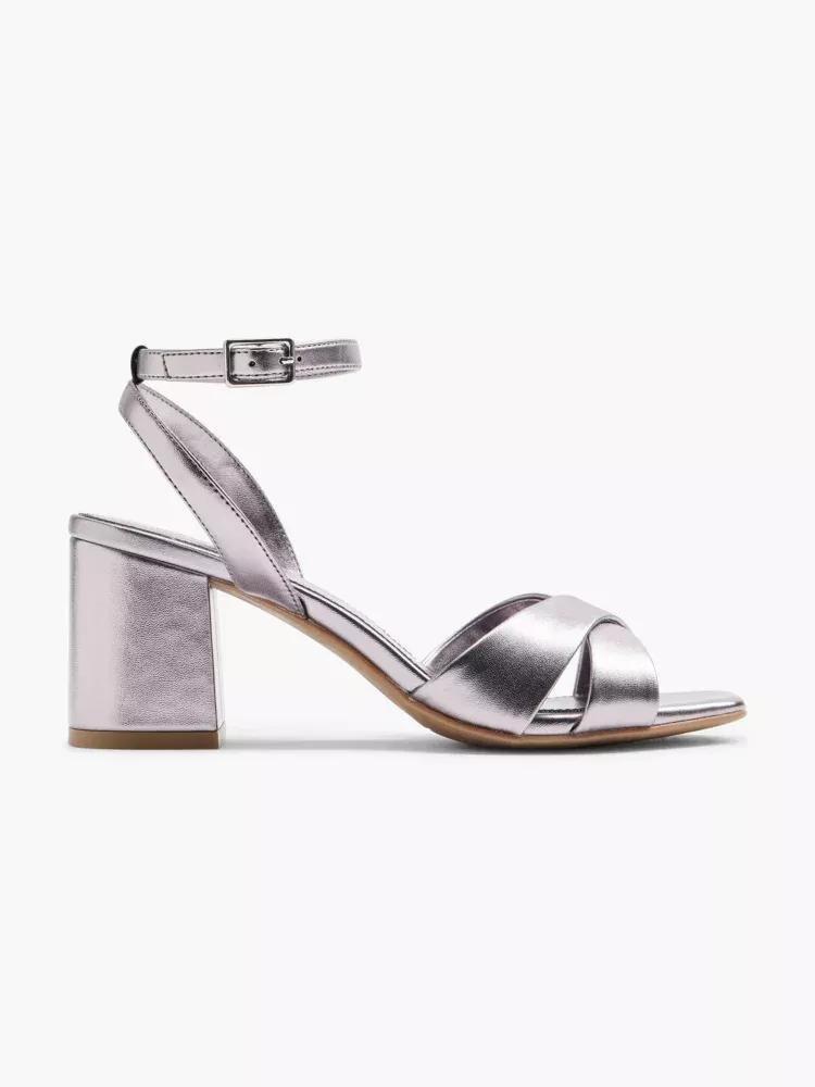 Grey Open Toe Block Heels, , large image number 0