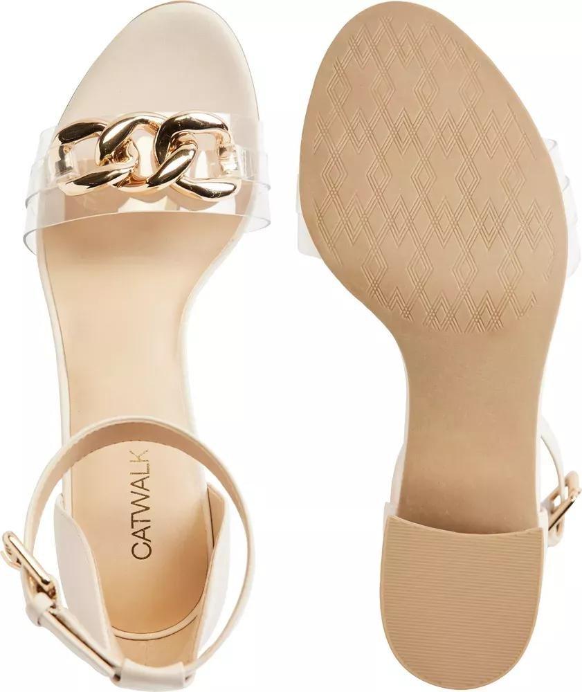 Beige Chain Detail Block Heels, , large image number 4