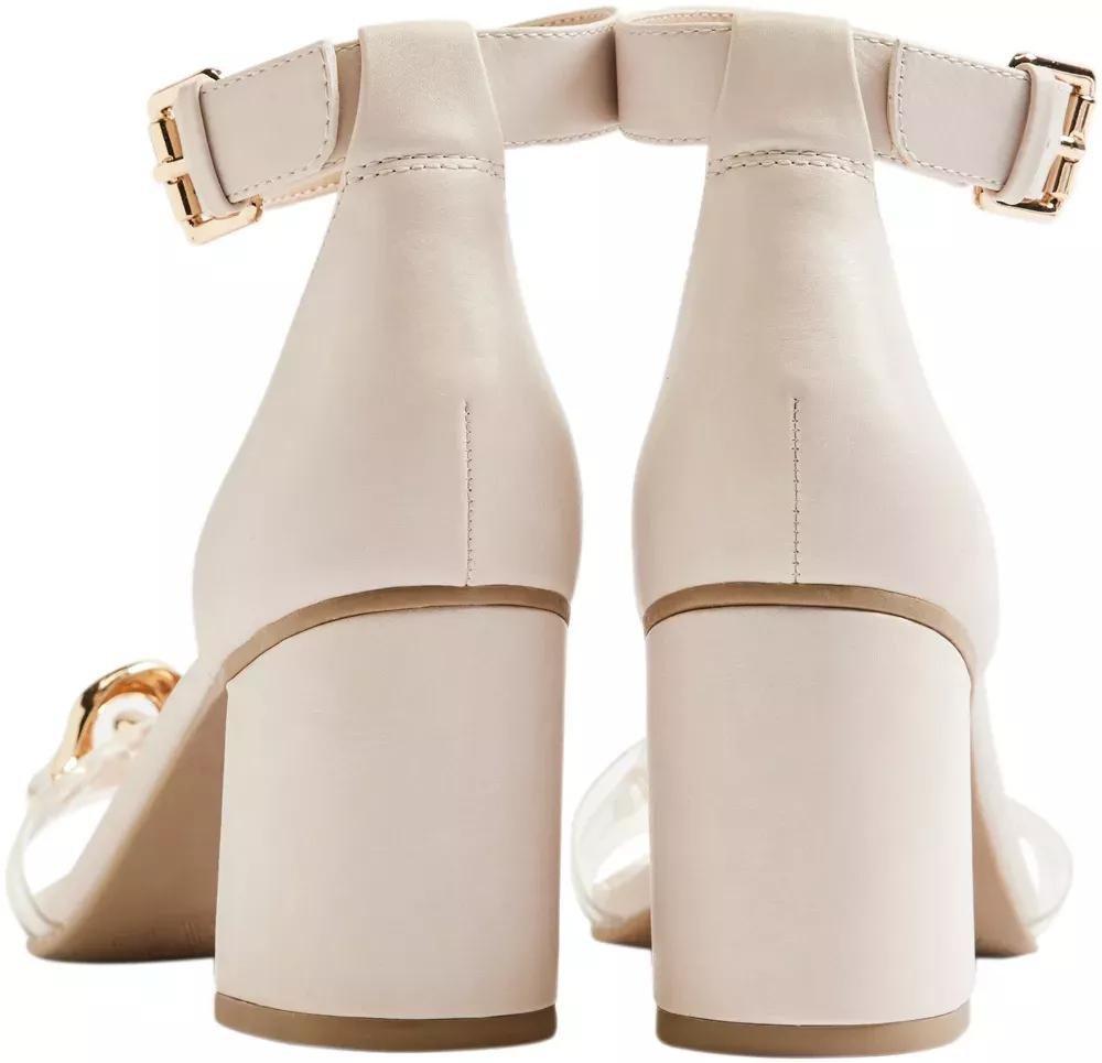 Beige Chain Detail Block Heels, , large image number 5