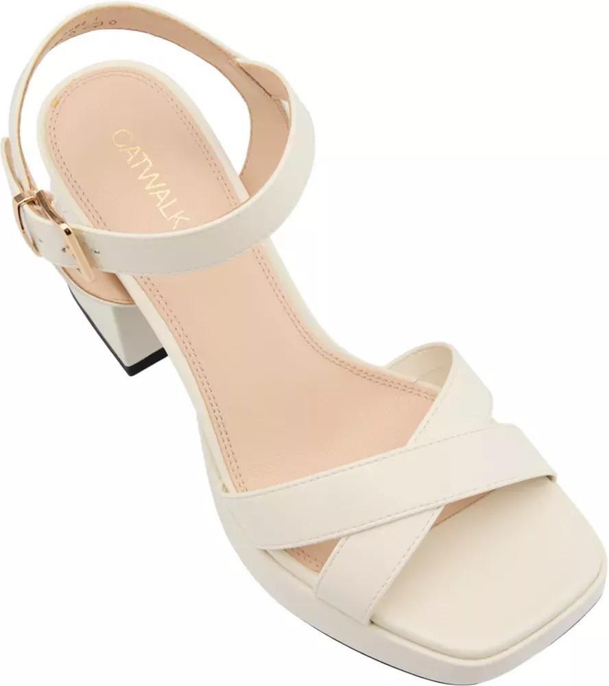 Beige Ankle Strap Block Heels, , large image number 3