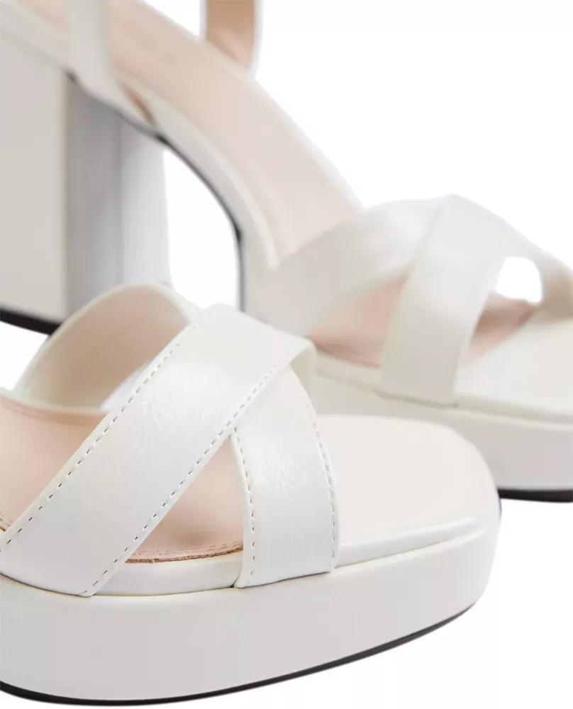 Beige Ankle Strap Block Heels, , large image number 6