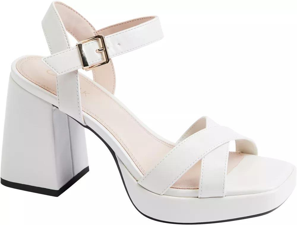 Beige Ankle Strap Block Heels, , large image number 7