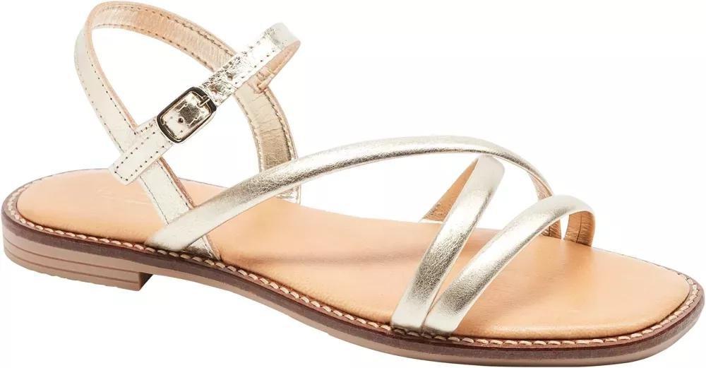 Gold Leather Open Toe Sandals, , large image number 1