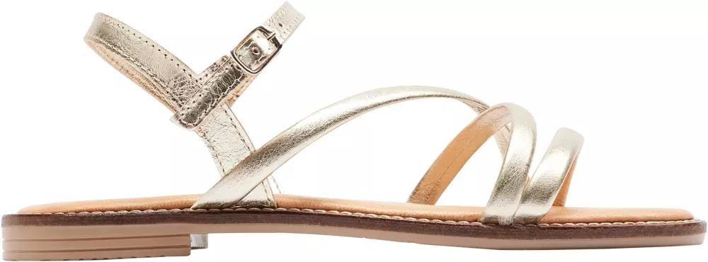 Gold Leather Open Toe Sandals, , large image number 2