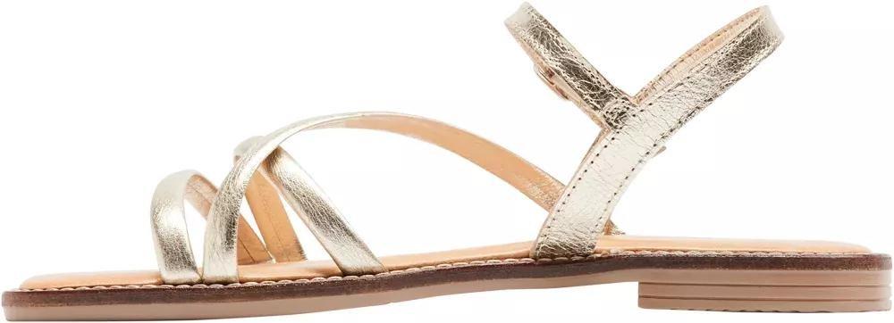Gold Leather Open Toe Sandals, , large image number 3