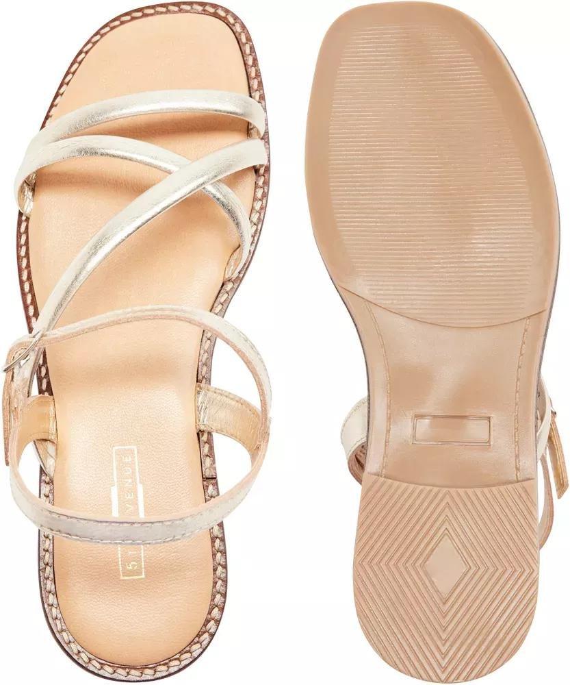 Gold Leather Open Toe Sandals, , large image number 4