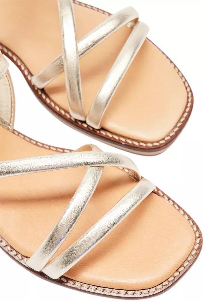 Gold Leather Open Toe Sandals, , large image number 6