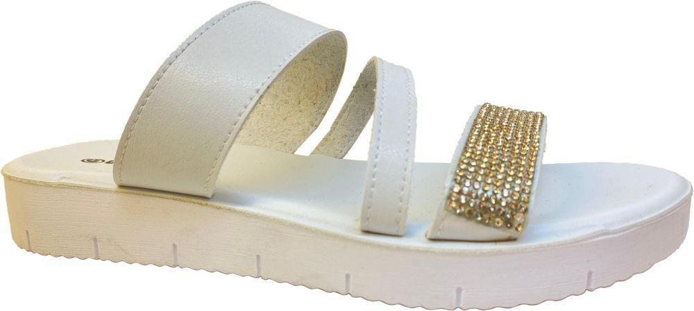 White Rhinestone Platform Sandals, , large image number 0