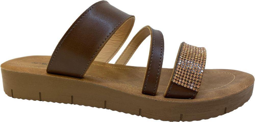 Brown Rhinestone Platform Sandals, No Color, large image number 0