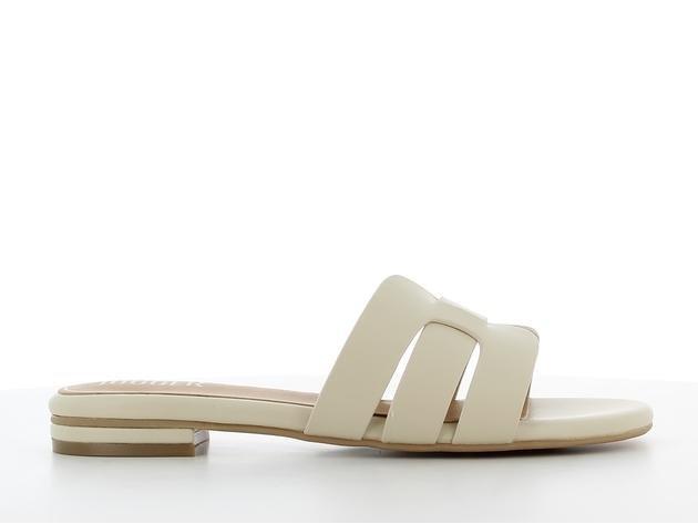 Cream Geometric Strap Slides, , medium