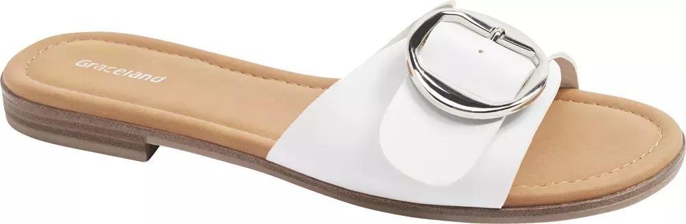 White Decorative Buckle Sandals, , large image number 1