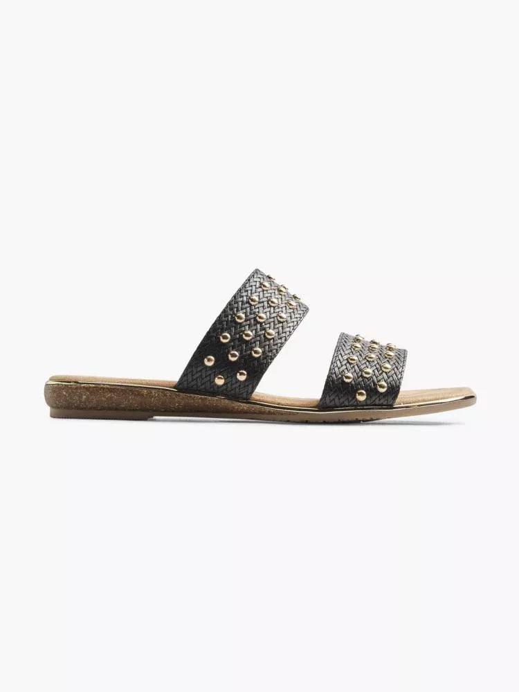 Black Open Toe Mules, , large image number 0
