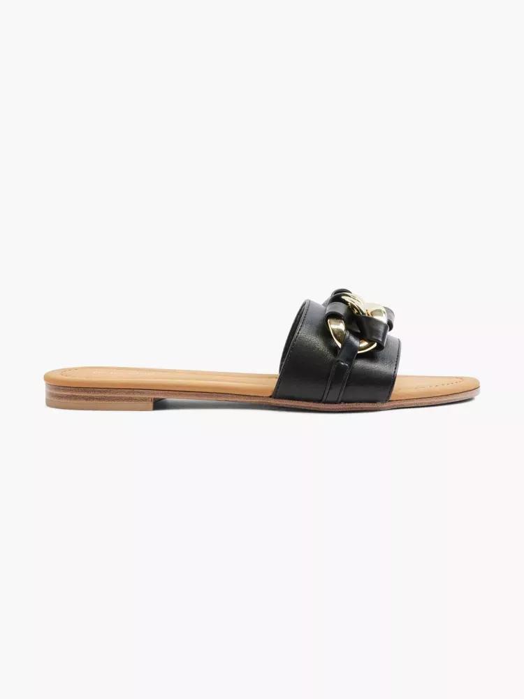 Black Flat Sandal, , large image number 0