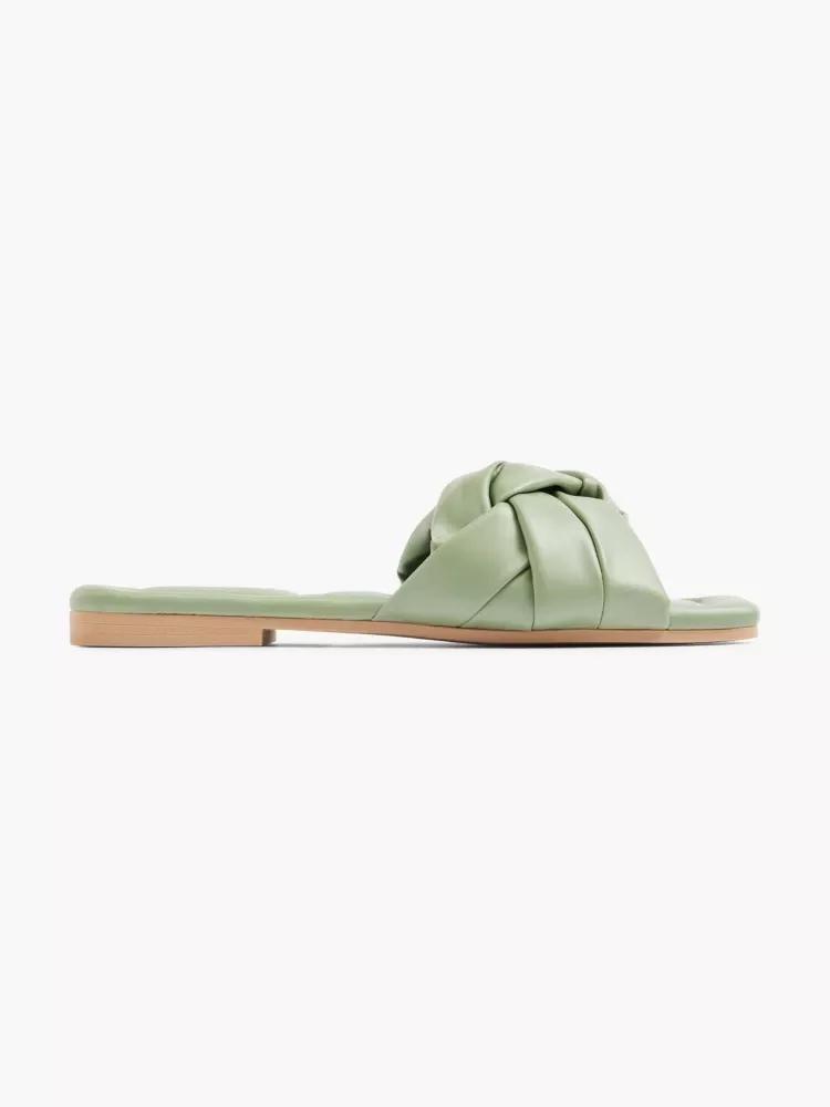 Green Woven Detail Slip-On Sandals, , large image number 0