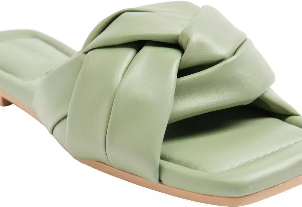 Green Woven Detail Slip-On Sandals, , large image number 6