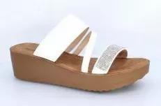 White Rhinestone Wedge Sandals, , large image number 0
