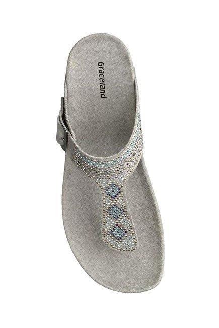 Grey Gem Detail Footbed Sandal, , large image number 1