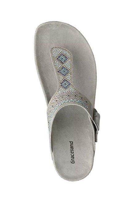 Grey Gem Detail Footbed Sandal, , large image number 2