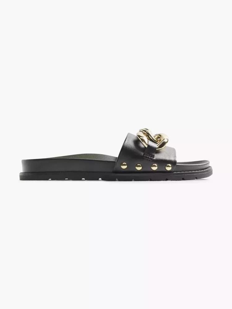 Black Chain Detail Sandals, , large image number 0