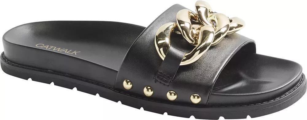Black Chain Detail Sandals, , large image number 1