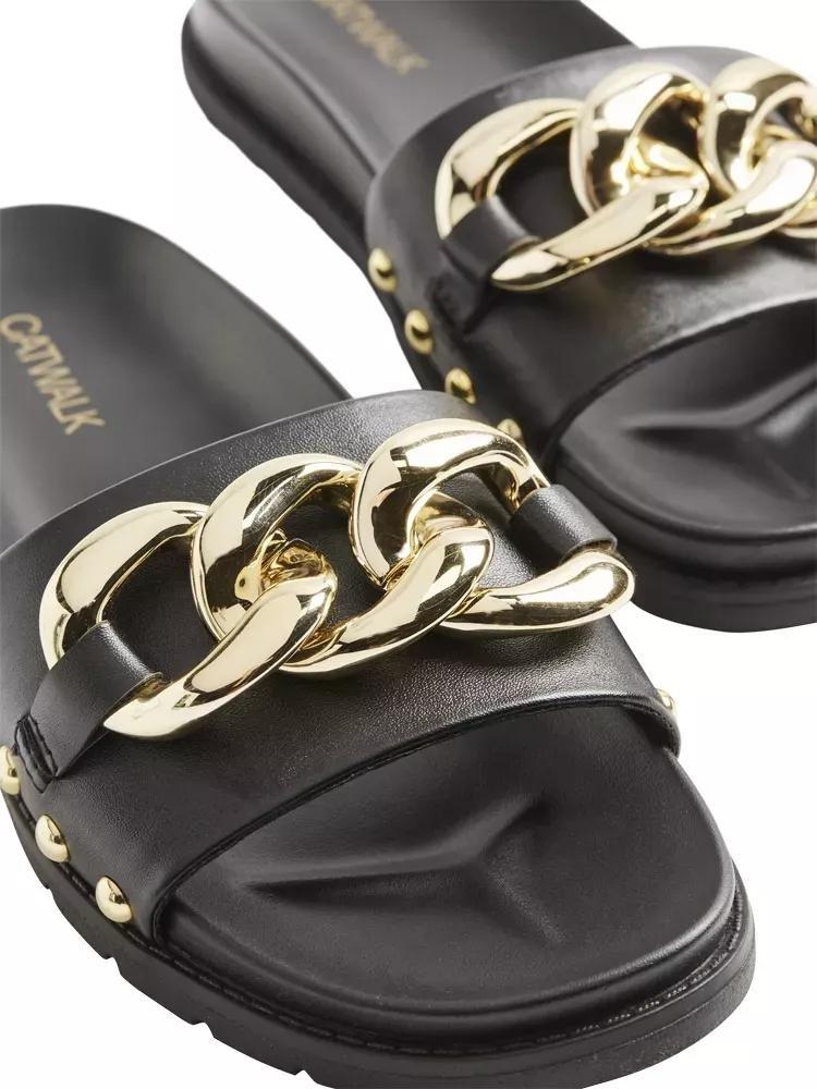 Black Chain Detail Sandals, , large image number 6