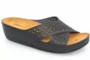 Black Openwork Wedge Sandals, , large image number 0