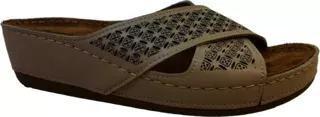 Brown Crisscross Platform Slippers, , large image number 0