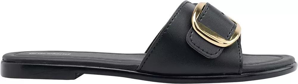 Black Leather Slides, , large image number 1