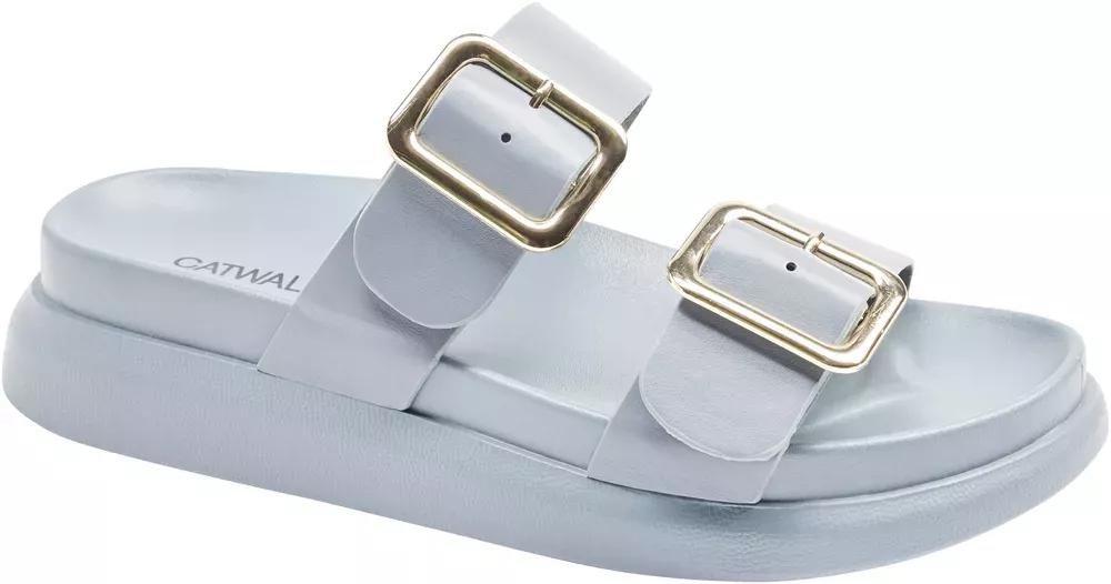 Blue Flat Slider Sandals With Buckles, , large image number 1
