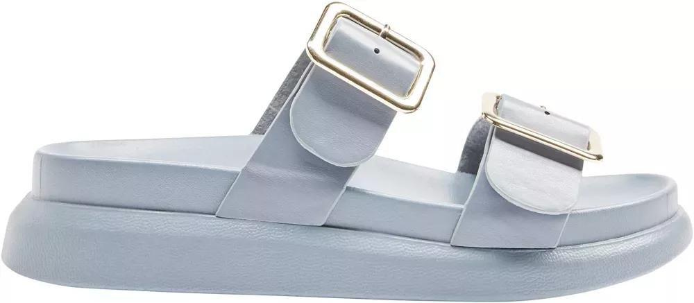 Blue Flat Slider Sandals With Buckles, , large image number 2