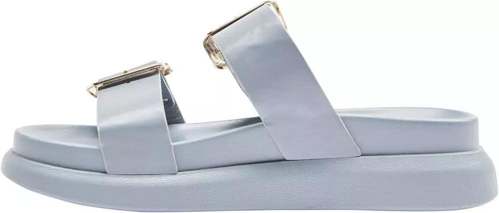 Blue Flat Slider Sandals With Buckles, , large image number 3