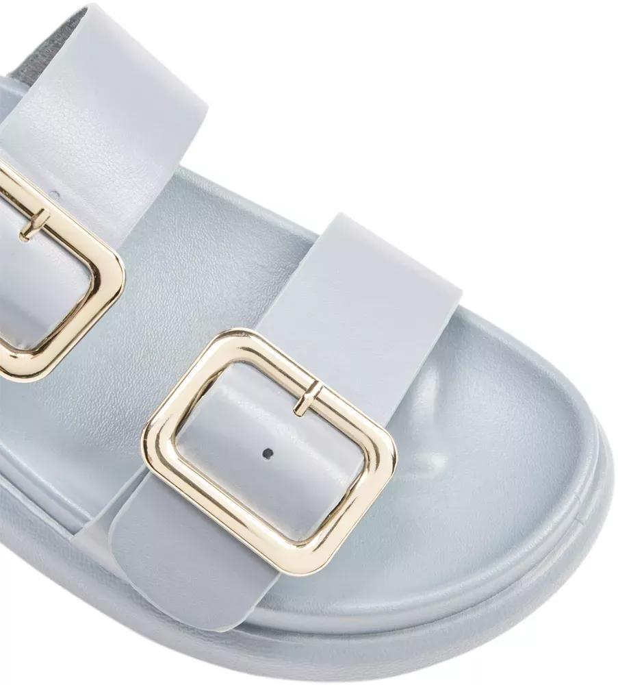 Blue Flat Slider Sandals With Buckles, , large image number 6