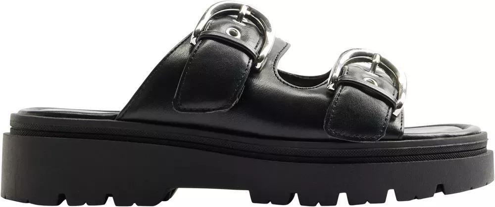 Black Buckle Detail Slippers, , large image number 2